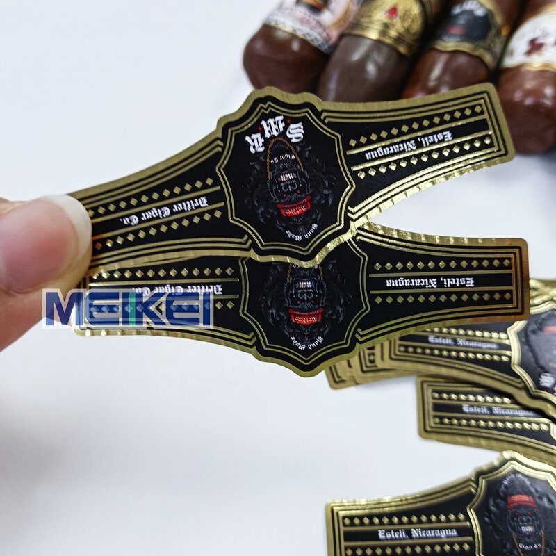 Cigar Ring Labels - Factory Custom Logo Gold Foil Embossed Process Cigar Band