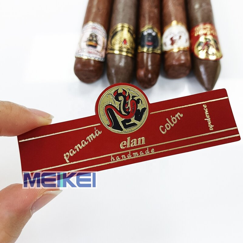 Cigar Ring Labels Factory - Matte Logo Custom Embossed Foil Cigar Sticker China