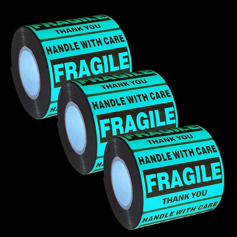 Fragile Stickers - Red Stamp 2" X 3" Handle With Care Packing Roll Glass Label