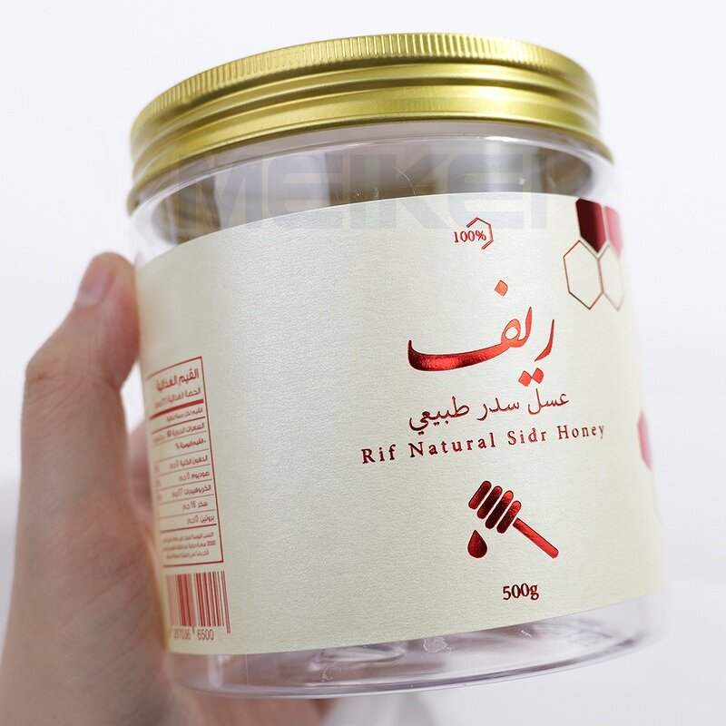 Honey Bee Label - Red Foil Luxury Texture Paper Custom Logo Nutrition Facts Waterproof