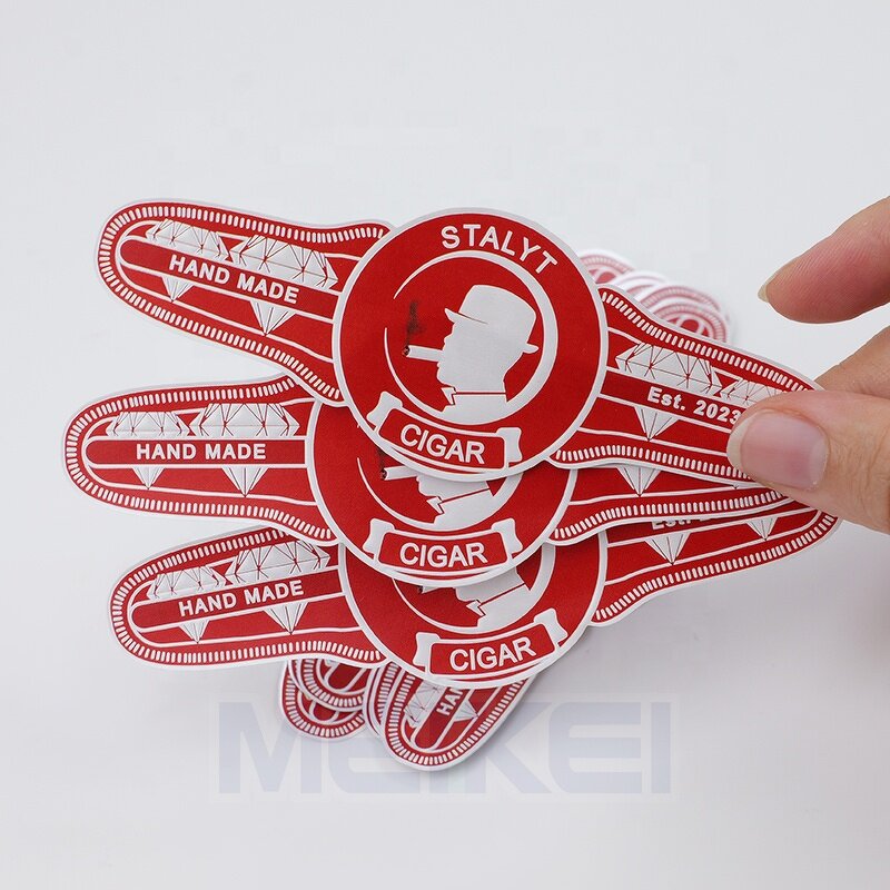 Cigar Band Ring - Personal Brand Gold Foil 3D Embossed 160g Glossy White Paper