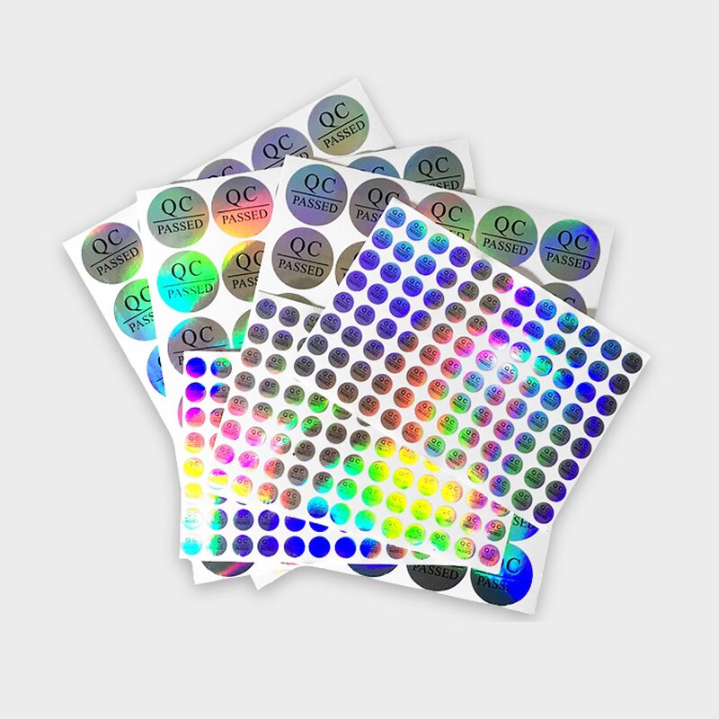 Holographic Sticker Sheet - Custom Round Vinyl Adhesive QC Pass Hologram Label