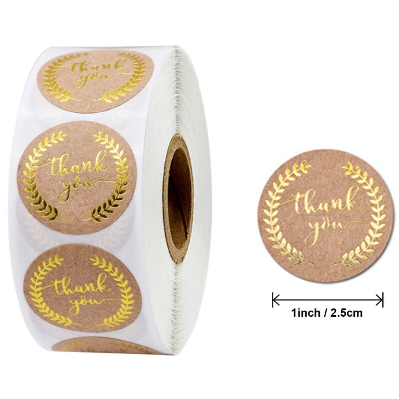 Gold Kraft Sticker - Food Box Packaging Label Roll Thank You Small Business