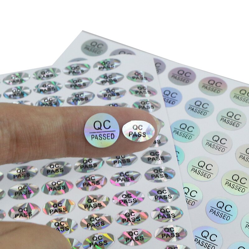 Holographic Sticker Sheet - Custom Round Vinyl Adhesive QC Pass Hologram Label