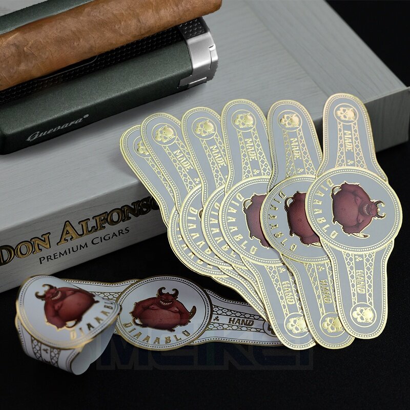 Black Cigar Labels - Gold Foil Embossed Custom Logo High Quality Printing Sticker