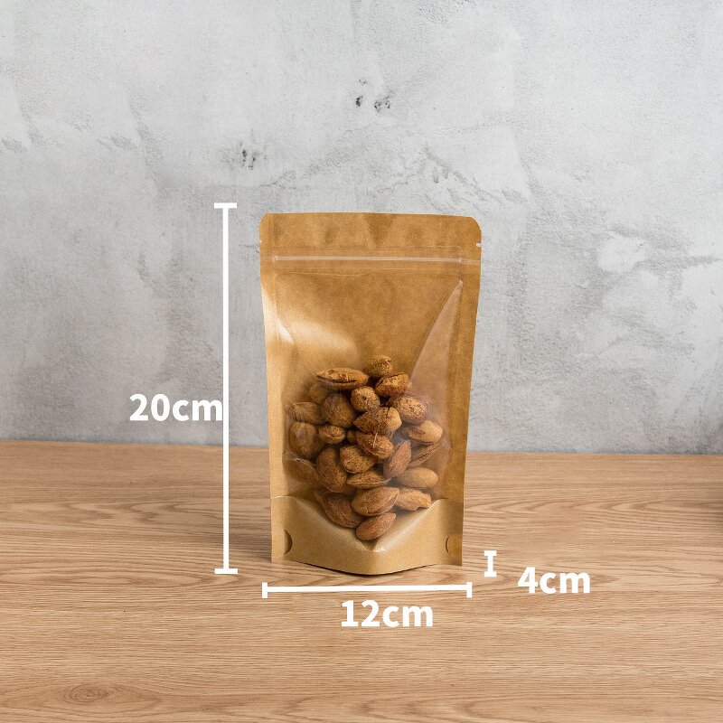 Coffee Kraft Pouch - Custom Recycled Flat Bottom Paper Bag Food Packaging Coffee
