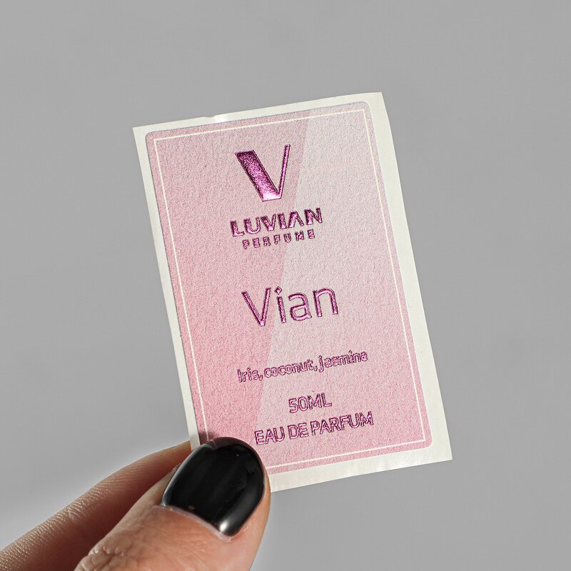 Perfume Label Sticker - Custom Luxury Black Cotton Paper Silver Foil 3D Emboss Bottle