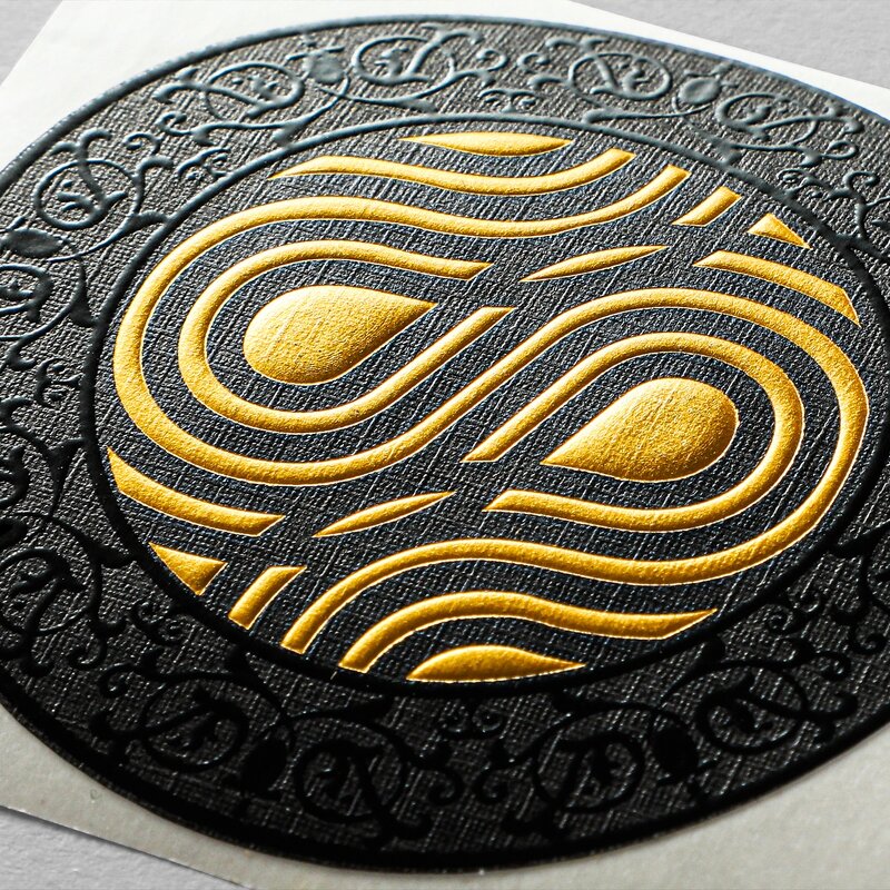 Round Stickers - Custom Textured Linen Paper Die Cut Raised UV Spot Gloss Sticker