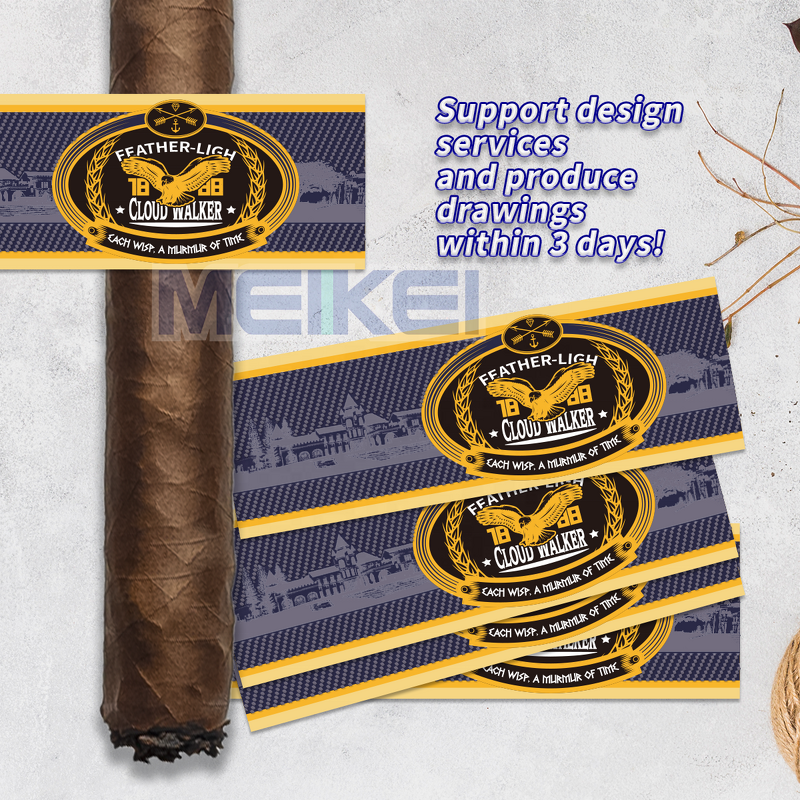 Cigar Bands Label - Gold Embossed Raise Foil Logo Personalized Design Cigar Ring