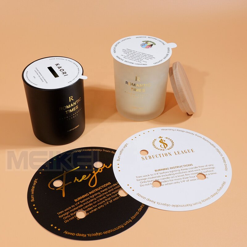 Gold Foil Warning Labels - Dust Covers Oil/Water Proof Paper Candle Warning Sticker
