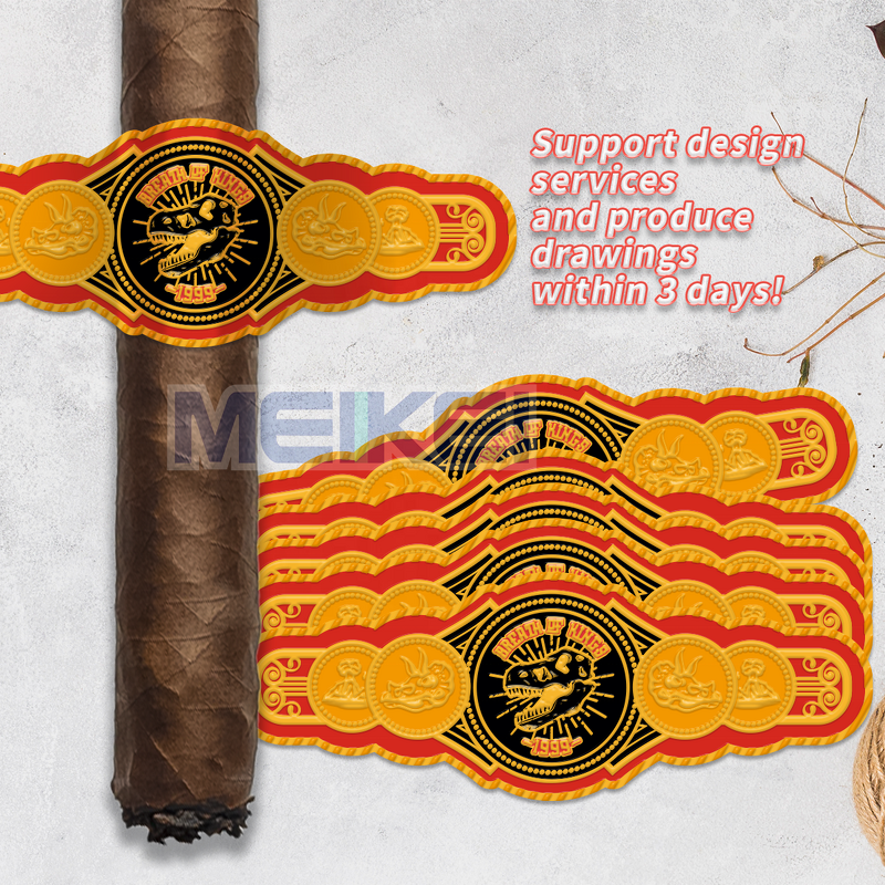 Cigar Bands Label - Gold Embossed Raise Foil Logo Personalized Design Cigar Ring