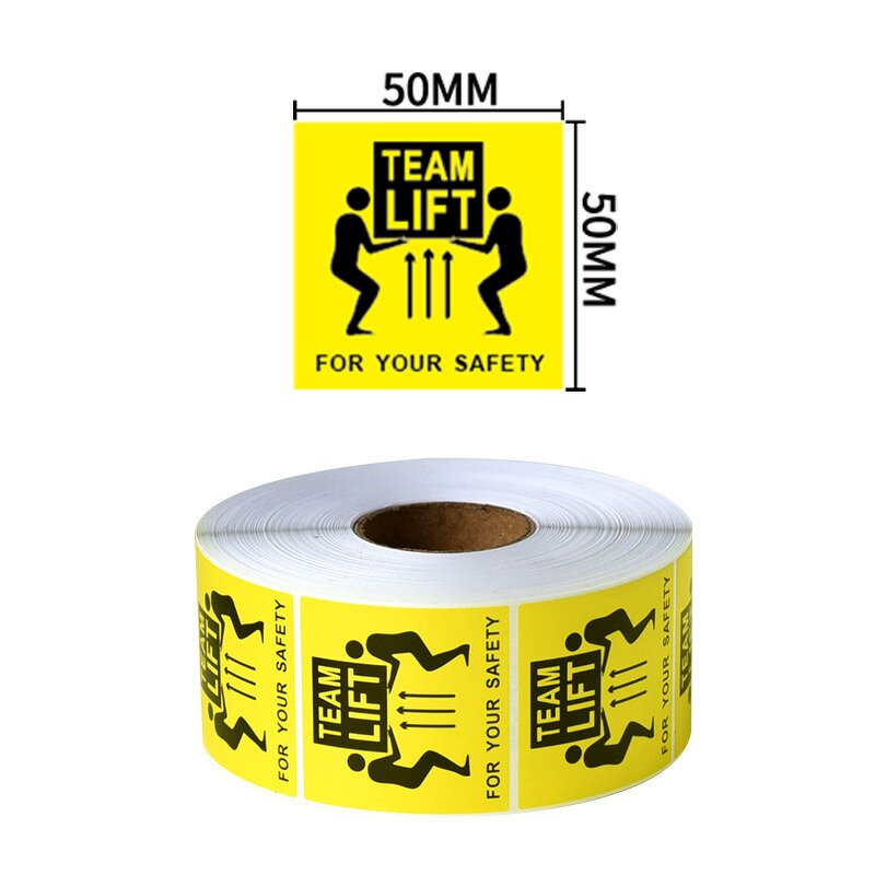Team Lift Stickers - 1000pcs Rolls Waterproof Adhesive Warehouse Transport Warning