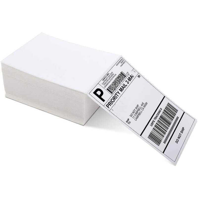 Compostable Labels - 100X150mm Direct Thermal 4X6 Fanfold All Printer Compatible