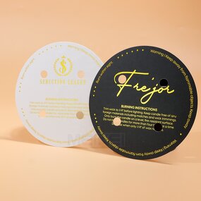 Gold Foil Paper Card - 300gsm Round White Candle Oil Proof Custom Design Printing