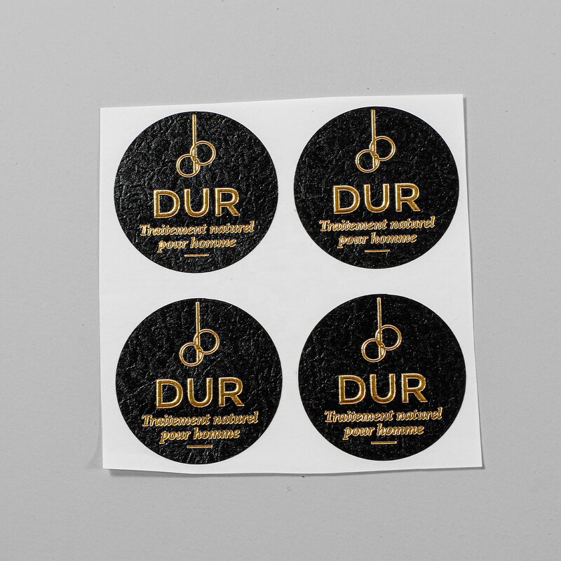 Sticker Sheet Factory - Custom Logo 3D Emboss Gold Foil Black Grainy Glitter Texture