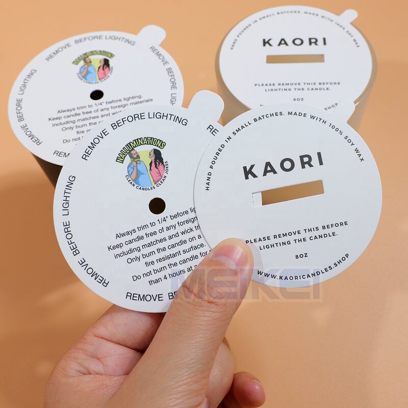 Gold Foil Paper Card - 300gsm Round White Candle Oil Proof Custom Design Printing