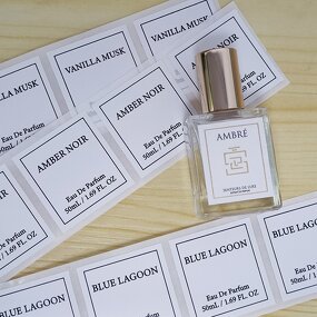 10Ml Perfume Sticker - Custom Logo Gold Foil Stamp Textured Art Paper Vinyl Label