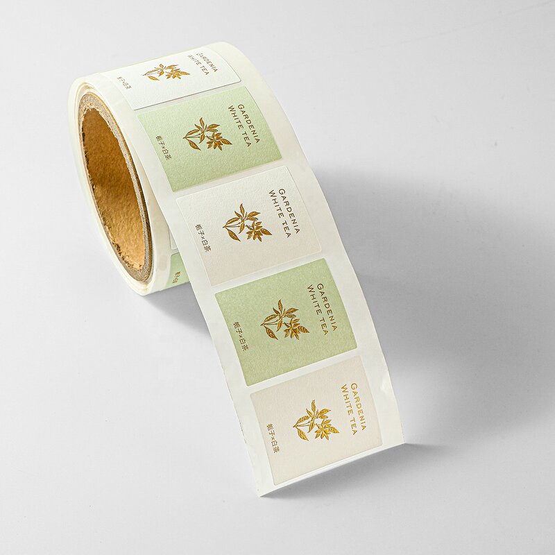 Perfume Label Roll - Custom Special Textured Paper Embossed Gold Foil Luxury Sticker