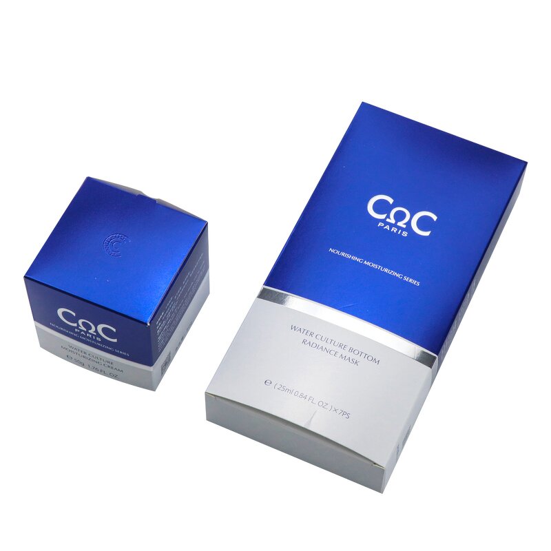 Skincare Cosmetic Boxes - Custom Luxury Glossy Silver Stamping Cardboard Color Box