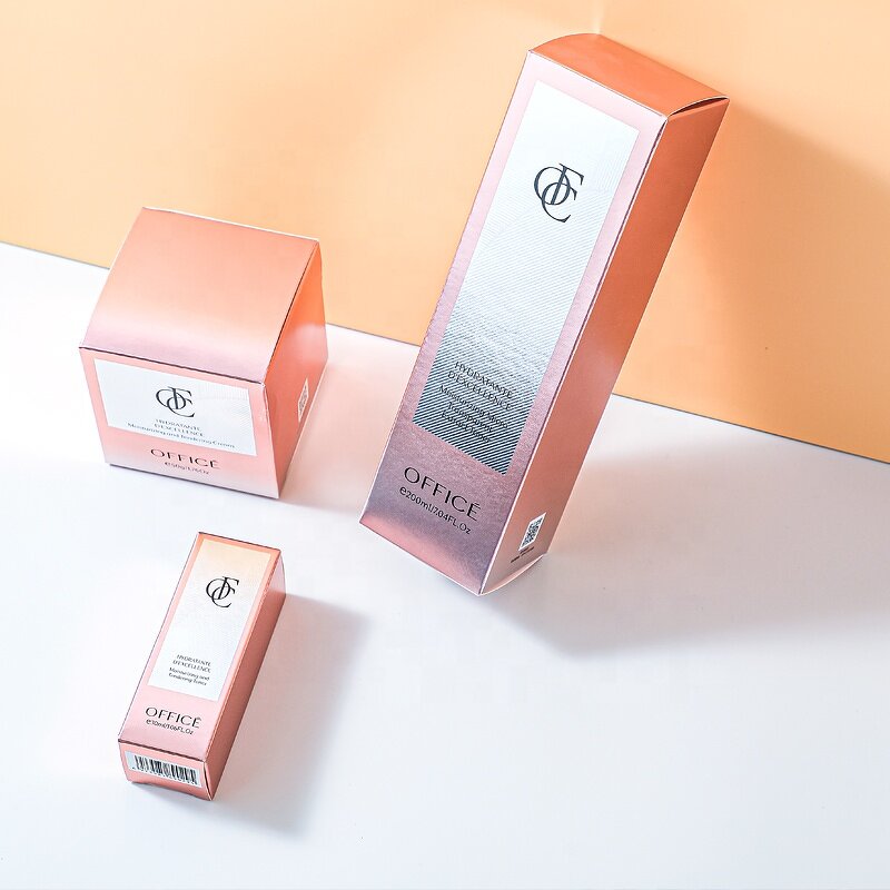 Cream Cosmetic Box - Silver Stamping Spot UV 3D Embossed Custom Logo Cardboard