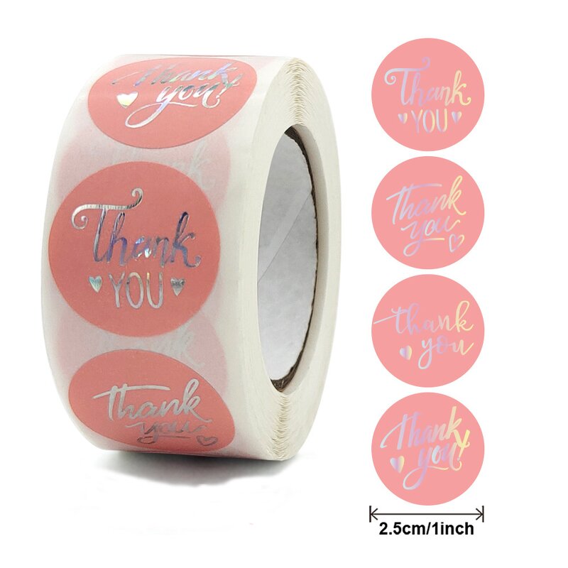 Holographic Stickers - Custom Logo Round 1.5 Inches Thank You Small Business