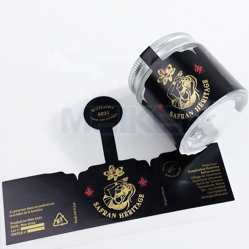 Food Packaging Label - Gold Foil Stamping Honey Spice Glass Jar Container Sticker