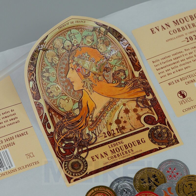Liquor Bottle Labels - Luxury Texture Paper Multi Layer Gold Stamping Embossed Custom Logo
