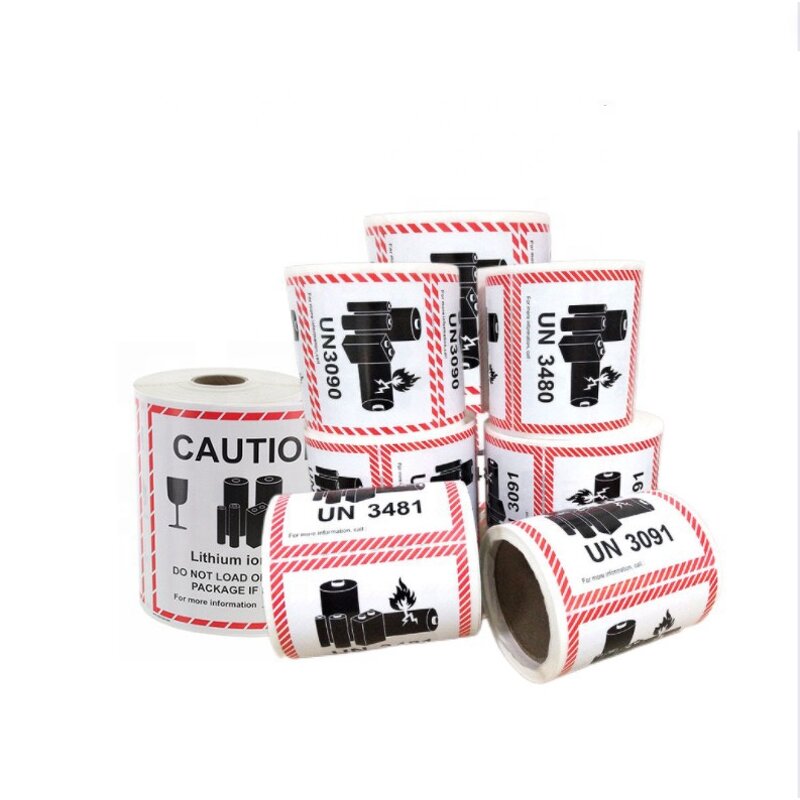 Battery Warning Label - UN3090 UN3091 UN3480 UN3481 Lithium Ion Adhesive Caution