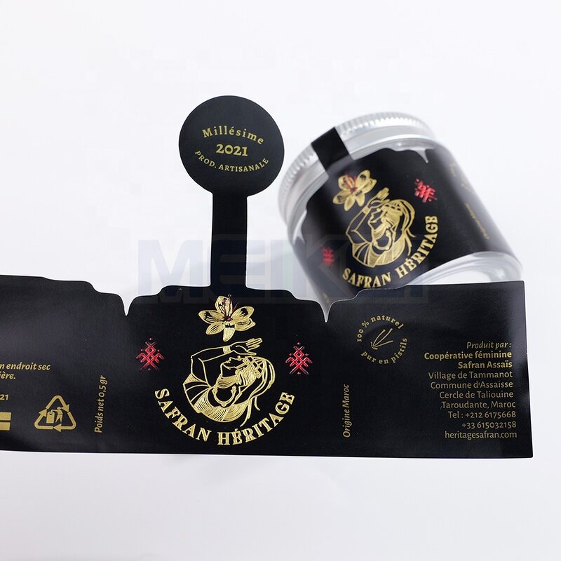 Food Packaging Label - Gold Foil Stamping Honey Spice Glass Jar Container Sticker