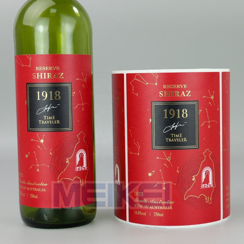 Red Wine Labels Factory - New Year 3D Gold Foil Embossed Luxury Texture Paper Custom Logo
