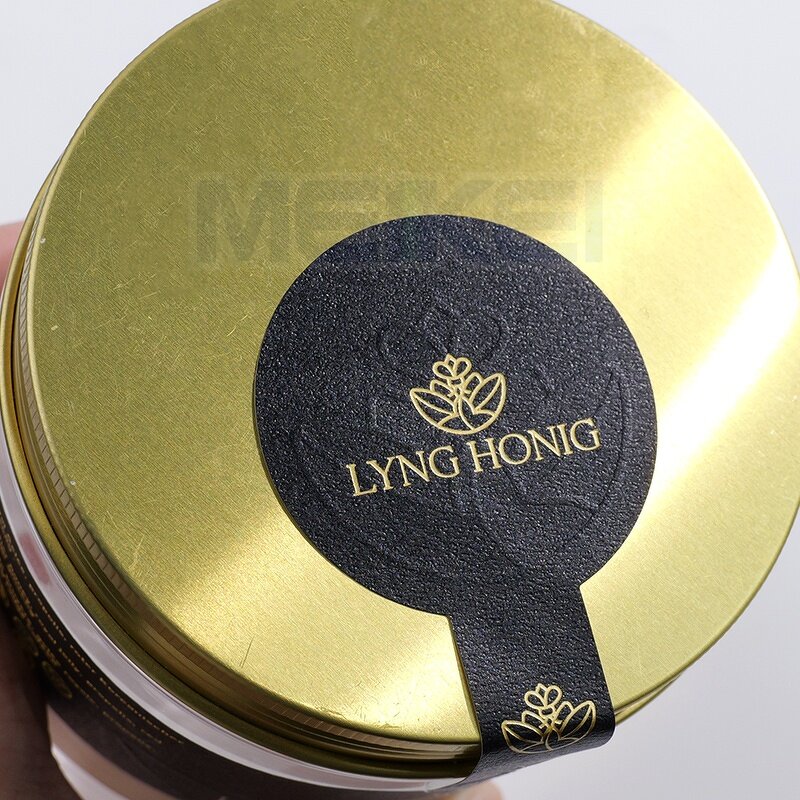 Seal Labels Factory - Embossed Logo Gold Foil Fast Food Box Round Waterproof Sticker