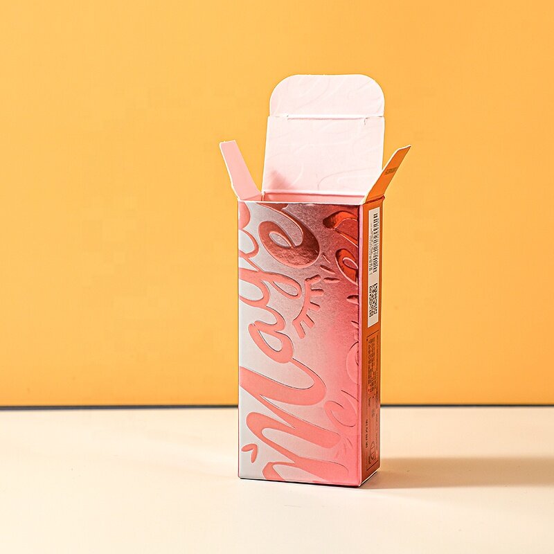 Lip Gloss Boxes - Embossed Logo Luxury Silver Card Glossy Skincare Cosmetic Packaging