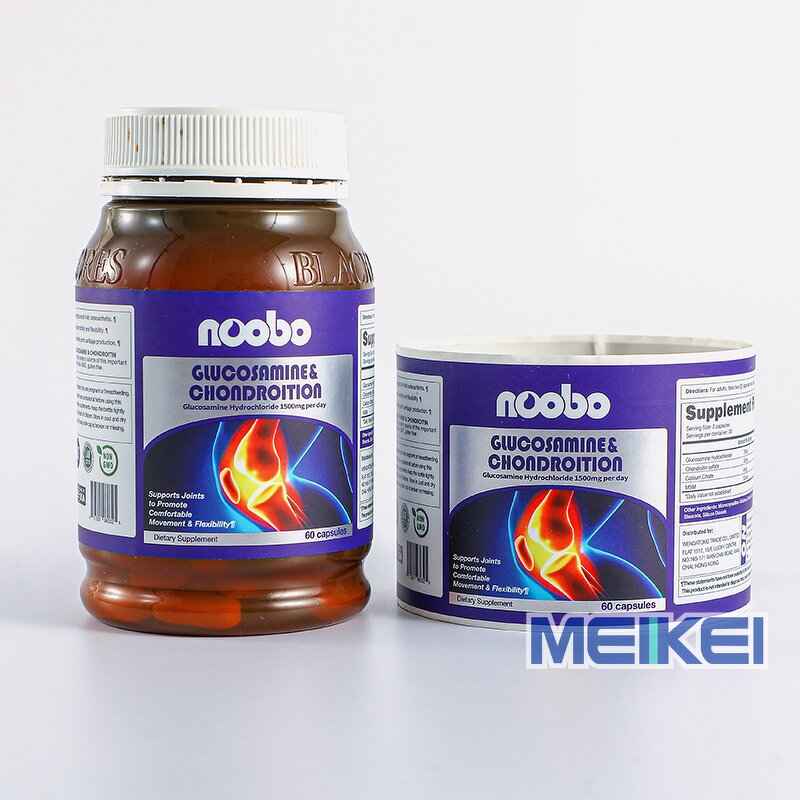 Supplement Bottle Label - Custom Logo Matte Waterproof Bright Silver Metalized Bopp