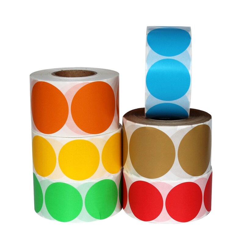 Round Thermal Labels - Custom Printing Color Coding Dot Colored Paper Sticker Roll
