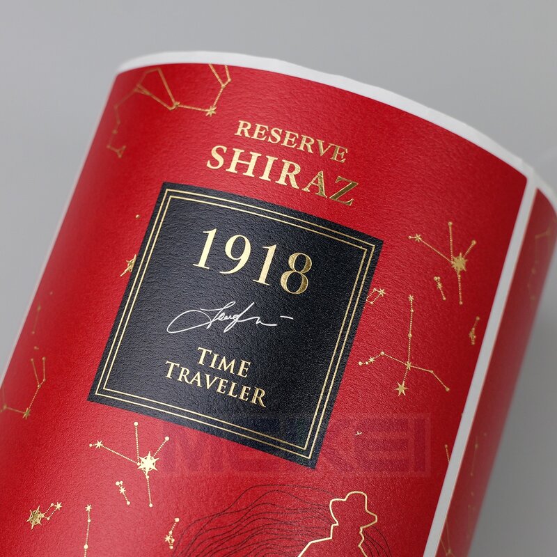 Red Wine Labels Factory - New Year 3D Gold Foil Embossed Luxury Texture Paper Custom Logo