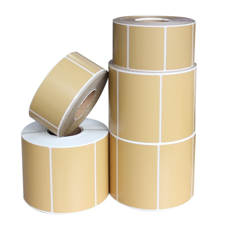 Kraft Label Sticker - Custom Roll Adhesive Blank Thermal Transfer Brown Paper