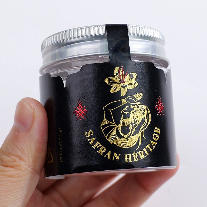 Food Packaging Label - Gold Foil Stamping Honey Spice Glass Jar Container Sticker