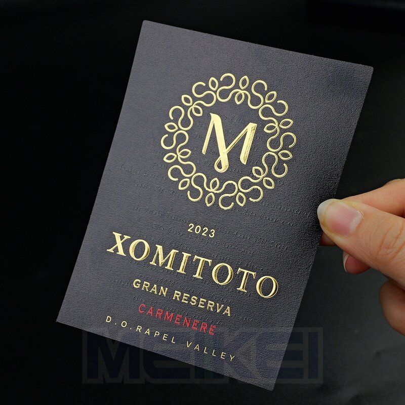 Liquor Wine Labels - Luxury 3D Silver Foil Embossed Offset Printing Waterproof Bottle
