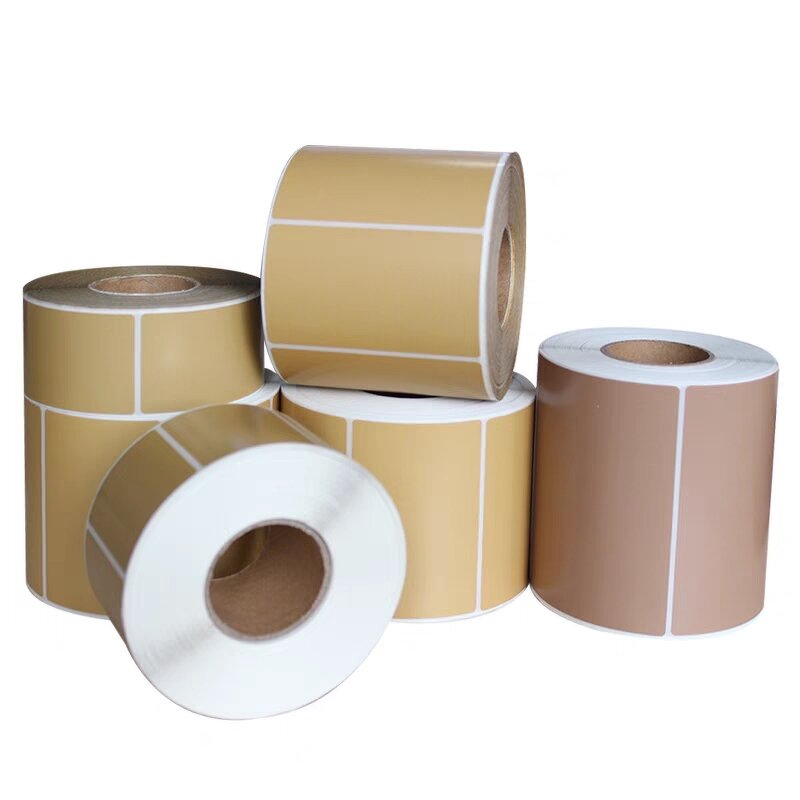 Kraft Label Sticker - Custom Roll Adhesive Blank Thermal Transfer Brown Paper