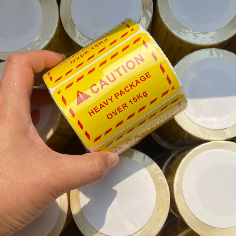 Heavy Warning Labels - Fluorescent Yellow Bold Letters Triangle Transport Caution