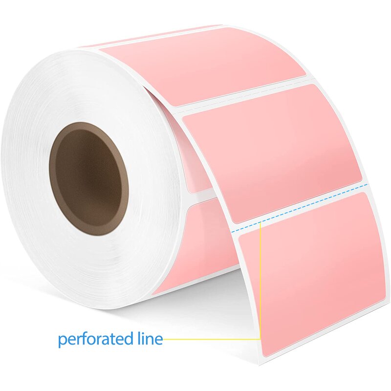 Colored Thermal Labels - 57X32mm Roll Direct ECO 2.25x1.25 Pink Adhesive Sticker