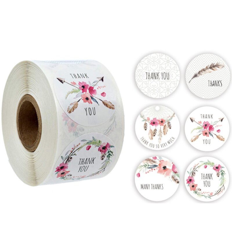 Thank You Label Roll - Customized Adhesive Seal Round Sticker Roll Packaging Label