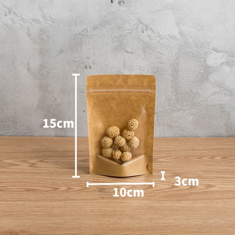 Coffee Kraft Pouch - Custom Recycled Flat Bottom Paper Bag Food Packaging Coffee