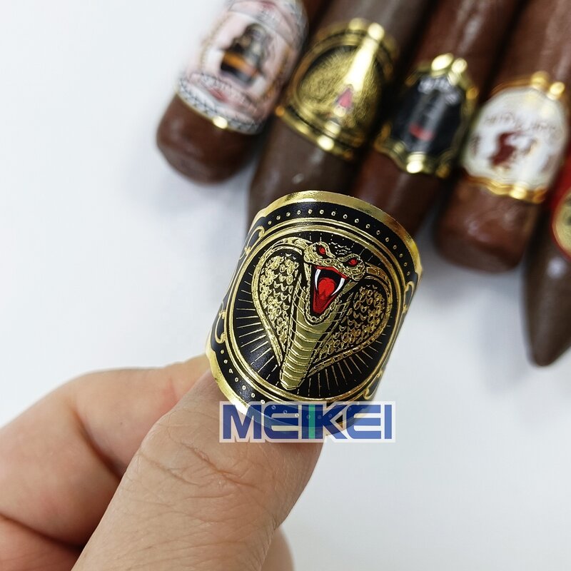 Cigar Ring Labels - Factory Custom Logo Gold Foil Embossed Process Cigar Band