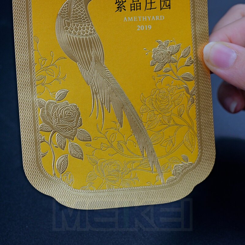 Liquor Labels Factory - High-end Multi Layer Embossed Gold Texture Paper Custom Logo