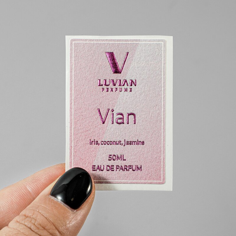 Perfume Label Sticker - Custom Luxury Black Cotton Paper Silver Foil 3D Emboss Bottle