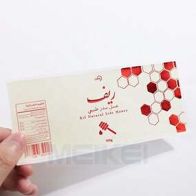 Honey Bee Label - Red Foil Luxury Texture Paper Custom Logo Nutrition Facts Waterproof