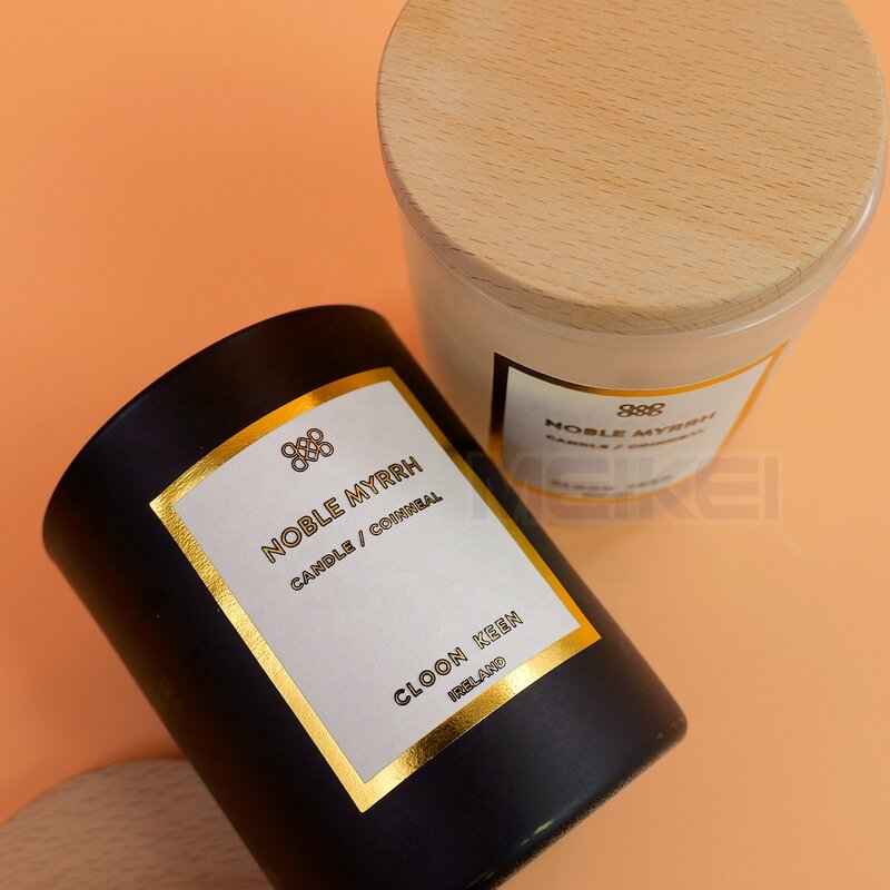 Black Candle Labels - Luxury Texture Paper Gold Embossed 3D Epoxy for Candle Jars