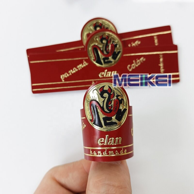 Cigar Ring Labels Factory - Matte Logo Custom Embossed Foil Cigar Sticker China