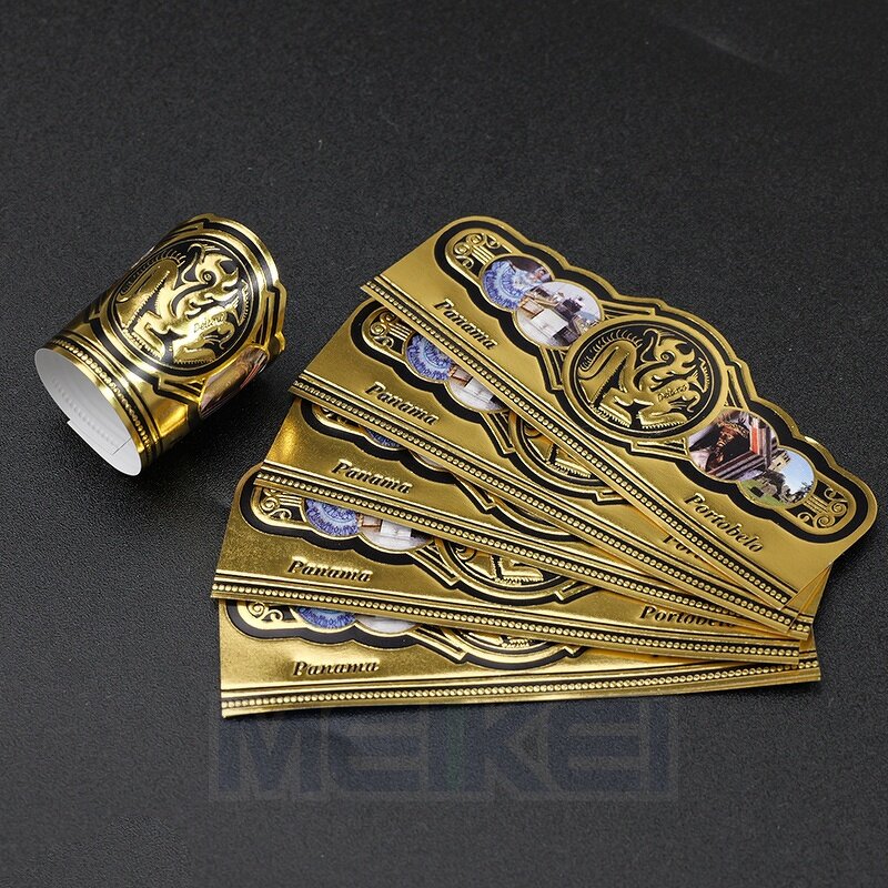 Black Cigar Labels - Gold Foil Embossed Custom Logo High Quality Printing Sticker